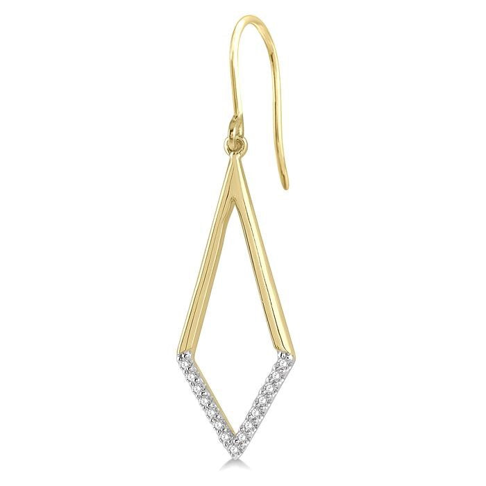 1/6 Ctw Geometric Shape Round Cut Diamond Earrings in 10K Yellow Gold