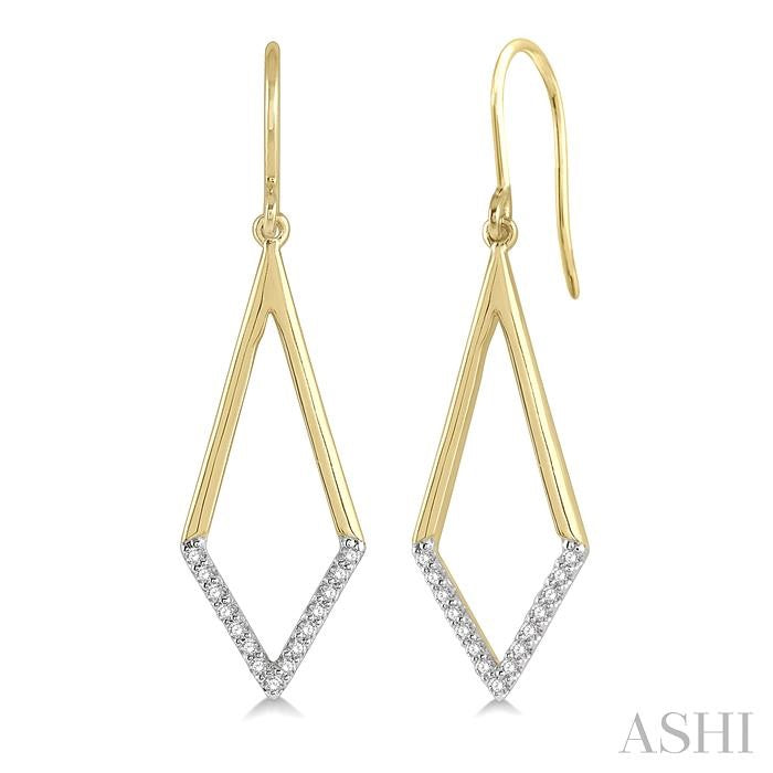 1/6 Ctw Geometric Shape Round Cut Diamond Earrings in 10K Yellow Gold