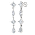 1/2 Ctw Mixed Cut Diamond Fashion Long Earrings in 14K White Gold