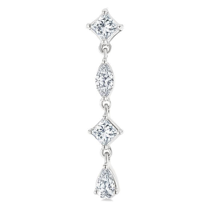 1/2 Ctw Mixed Cut Diamond Fashion Long Earrings in 14K White Gold