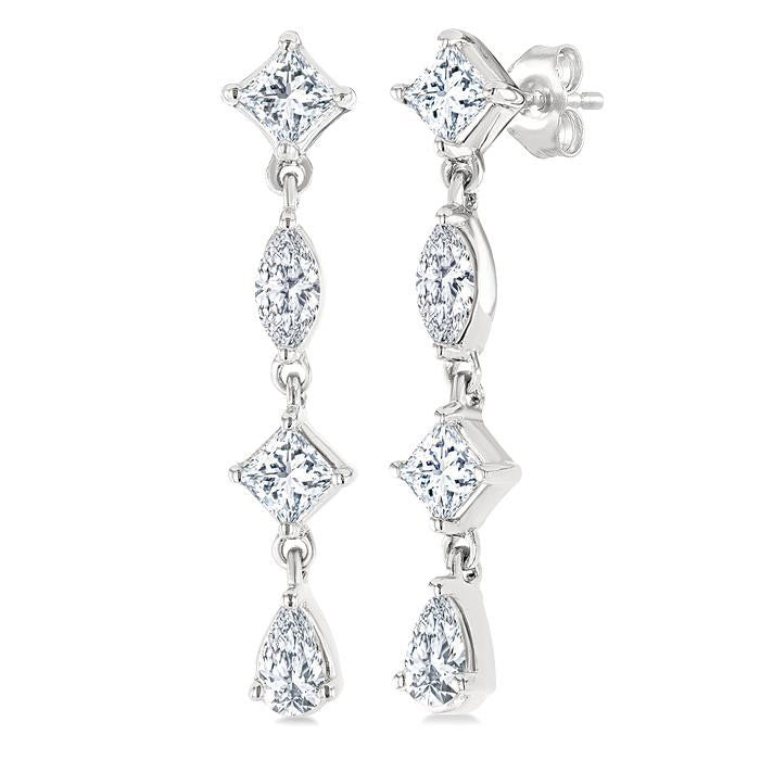 Mixed Shape Diamond Fashion Long Earrings