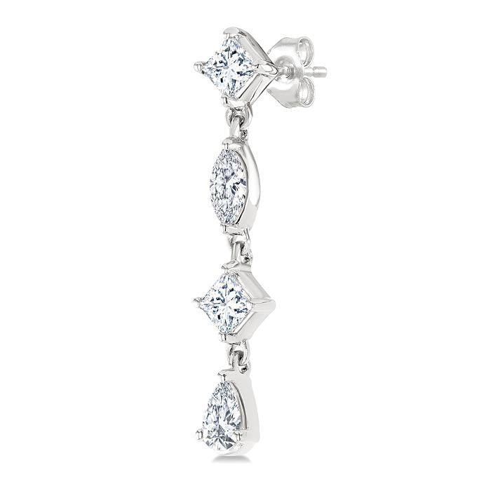 Mixed Shape Diamond Fashion Long Earrings