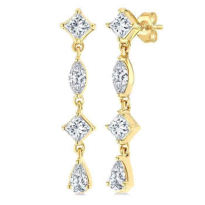 Mixed Shape Diamond Fashion Long Earrings