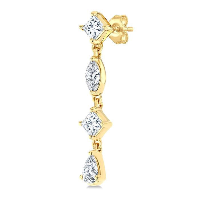 Mixed Shape Diamond Fashion Long Earrings