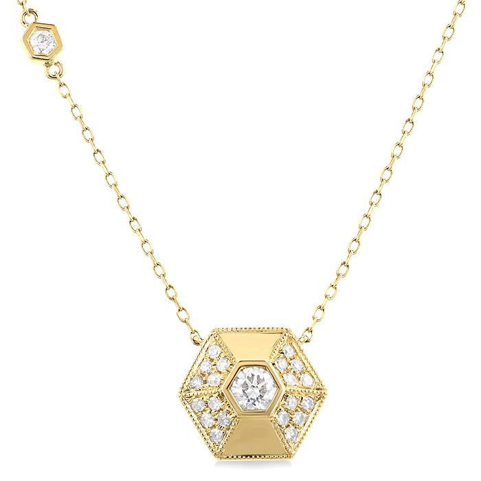 Hexagon Shape Diamond Fashion Necklace