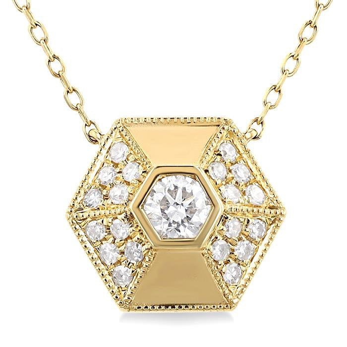 Hexagon Shape Diamond Fashion Necklace