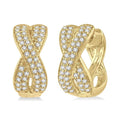 1/3 Ctw Crossover Round Cut Diamond Petite Huggie Earrings in 14K Yellow Gold