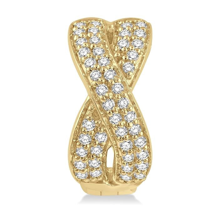 1/3 Ctw Crossover Round Cut Diamond Petite Huggie Earrings in 14K Yellow Gold