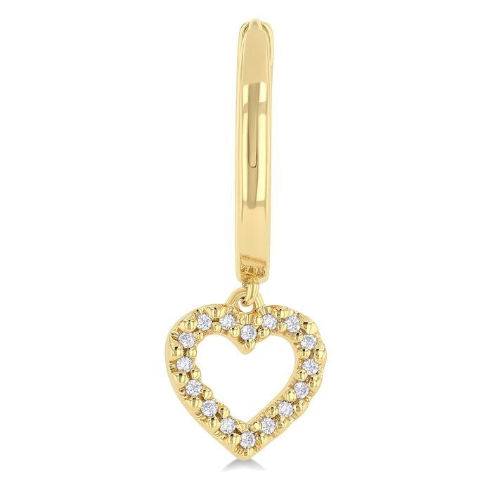 1/10 Ctw Petite Heart Shape Round Cut Diamond Fashion Huggies in 10K Yellow Gold