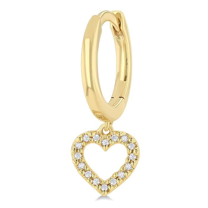 1/10 Ctw Petite Heart Shape Round Cut Diamond Fashion Huggies in 10K Yellow Gold