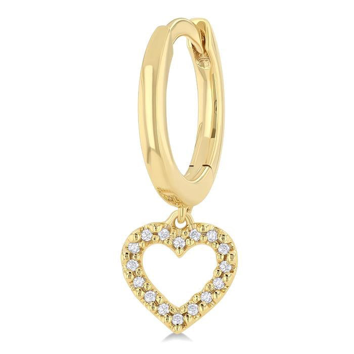 Heart Shape Petite Diamond Fashion Huggie Earrings