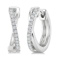 1/10 Ctw 'X' Petite Round Cut Diamond Fashion Huggie Earrings in 10K White Gold
