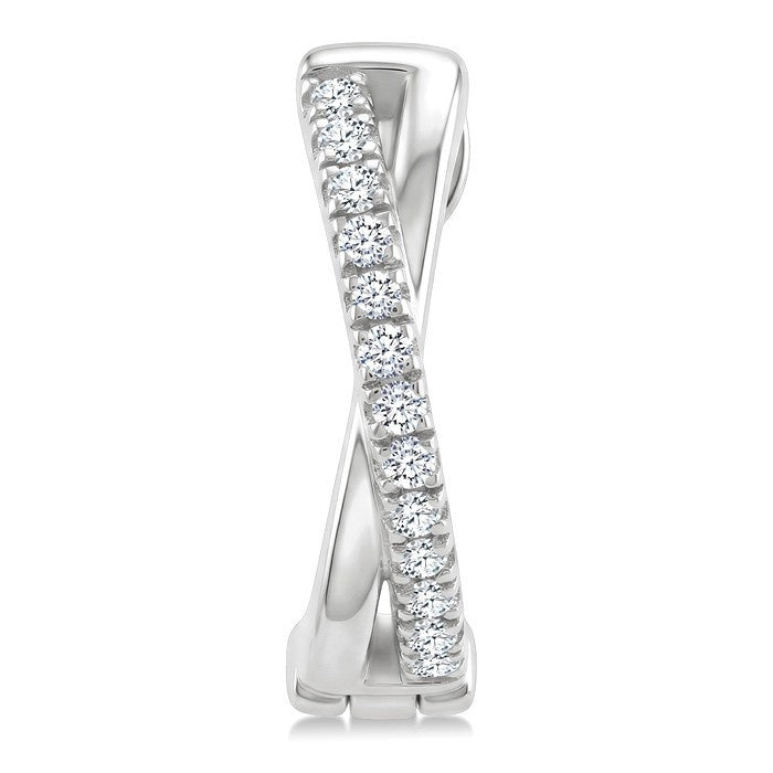 1/10 Ctw 'X' Petite Round Cut Diamond Fashion Huggie Earrings in 10K White Gold