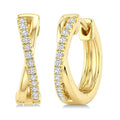 1/10 Ctw 'X' Petite Round Cut Diamond Fashion Huggie Earrings in 10K Yellow Gold