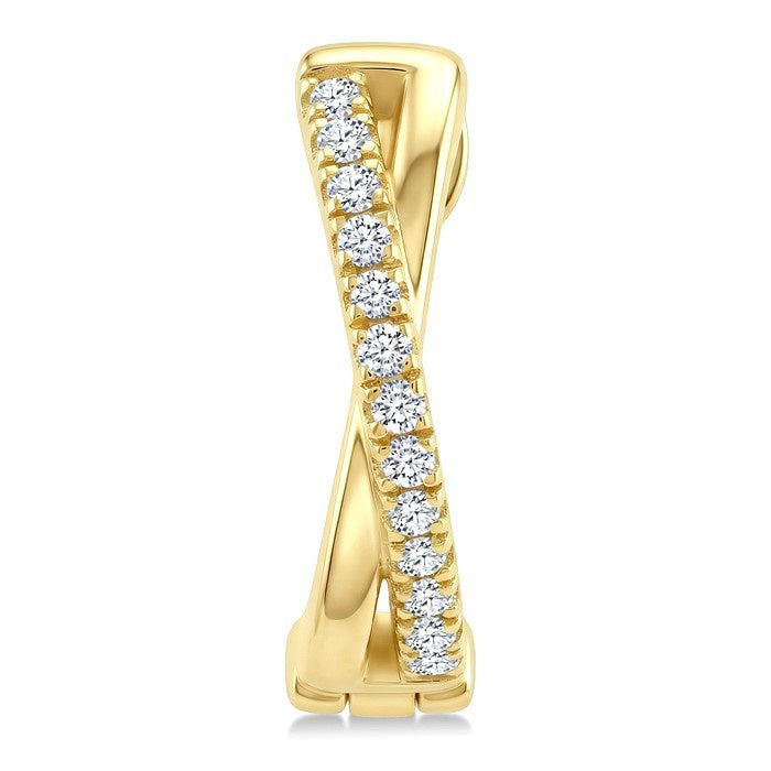 1/10 Ctw 'X' Petite Round Cut Diamond Fashion Huggie Earrings in 10K Yellow Gold