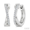 1/10 Ctw 'X' Petite Round Cut Diamond Fashion Huggie Earrings in 10K White Gold