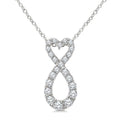 1/4 Ctw Heart Shape Round Cut Diamond Infinity Fashion Pendant With Chain in 10K White Gold