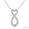 1/4 Ctw Heart Shape Round Cut Diamond Infinity Fashion Pendant With Chain in 10K White Gold
