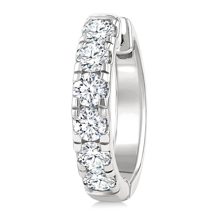 1 1/2 Ctw Round Cut Diamond Hoop Earrings in 14K White Gold