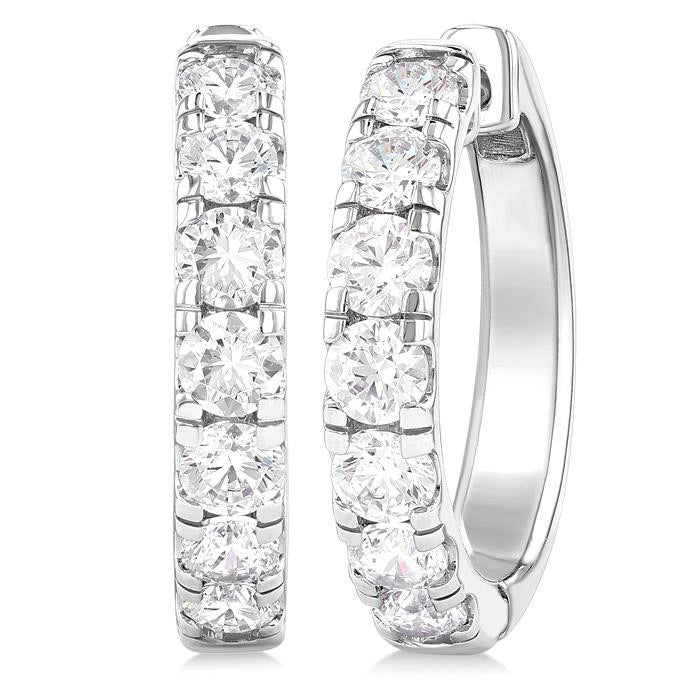 Round Shape Diamond Hoop Earrings