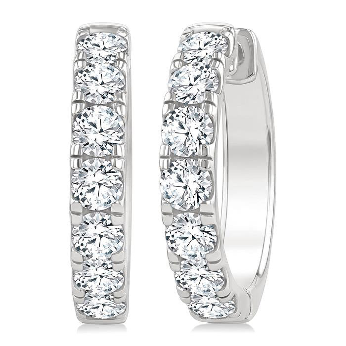 Round Shape Diamond Hoop Earrings