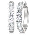 2 Ctw Round Cut Diamond Hoop Earrings in 14K White Gold
