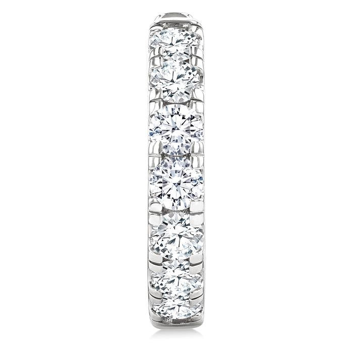 2 Ctw Round Cut Diamond Hoop Earrings in 14K White Gold