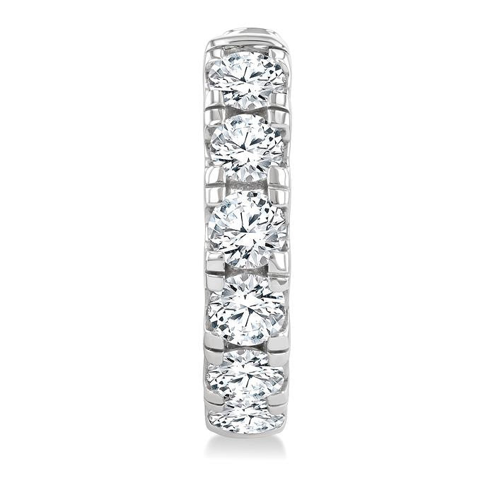 3 Ctw Round Cut Diamond Hoop Earrings in 14K White gold