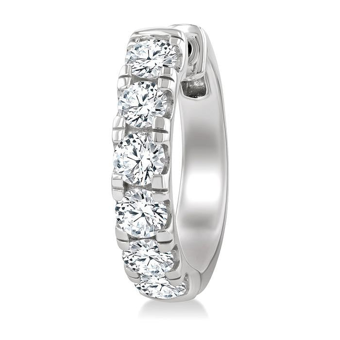 3 Ctw Round Cut Diamond Hoop Earrings in 14K White gold