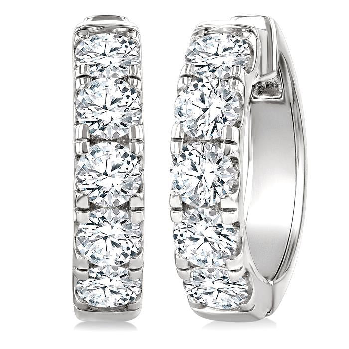 Round Shape Diamond Hoop Earrings