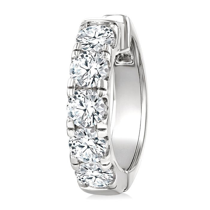4 Ctw Round Cut Diamond Hoop Earrings in 14K White gold