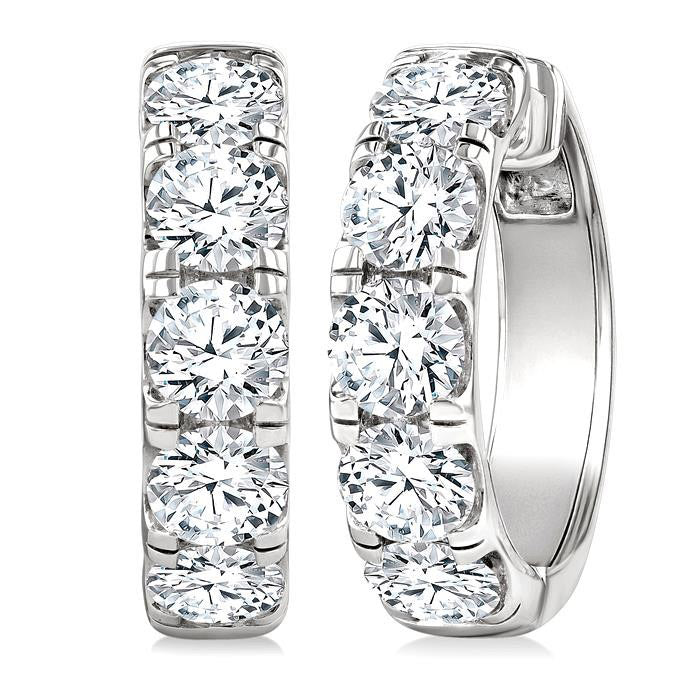 Round Shape Diamond Hoop Earrings