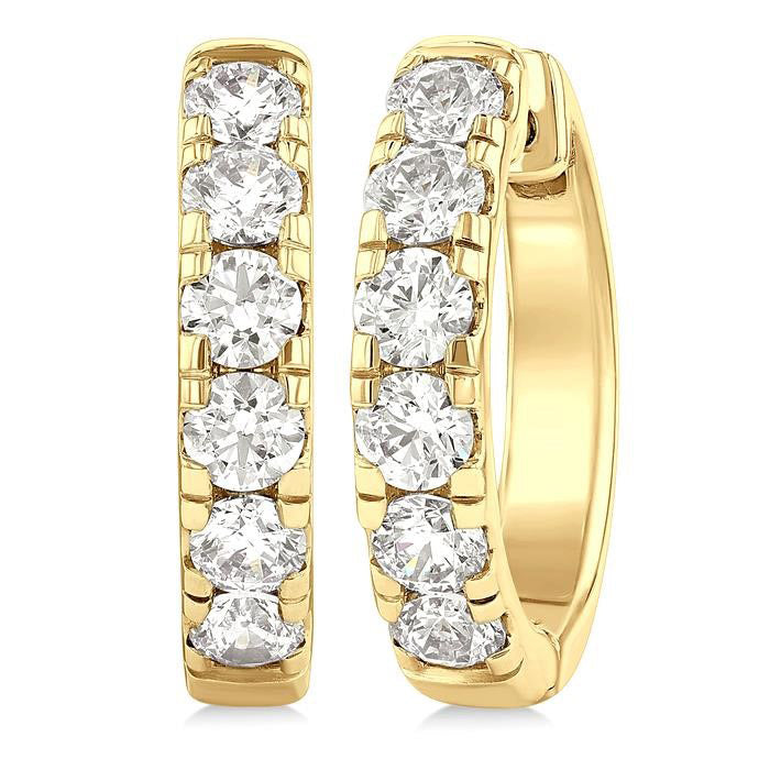 Round Shape Diamond Hoop Earrings