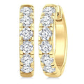 1 1/2 Ctw Round Cut Diamond Hoop Earrings in 14K Yellow Gold
