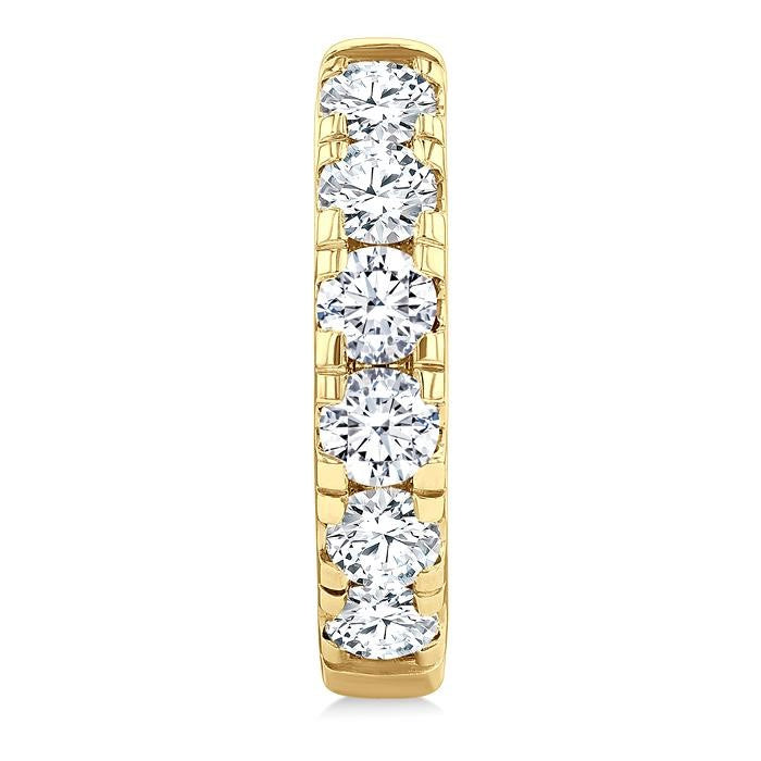 1 1/2 Ctw Round Cut Diamond Hoop Earrings in 14K Yellow Gold