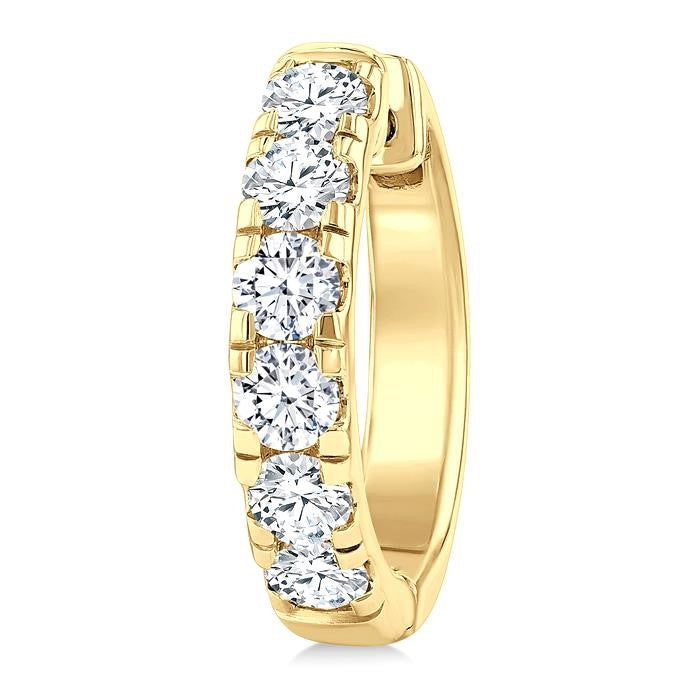 1 1/2 Ctw Round Cut Diamond Hoop Earrings in 14K Yellow Gold