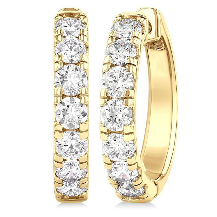 Round Shape Diamond Hoop Earrings