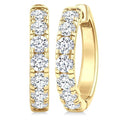 2 Ctw Round Cut Diamond Hoop Earrings in 14K Yellow Gold