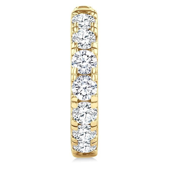 2 Ctw Round Cut Diamond Hoop Earrings in 14K Yellow Gold