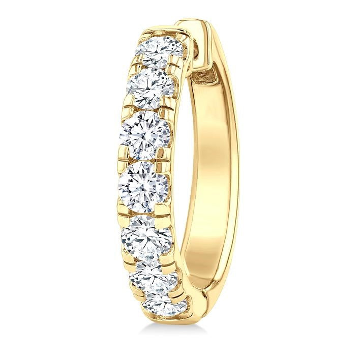 2 Ctw Round Cut Diamond Hoop Earrings in 14K Yellow Gold