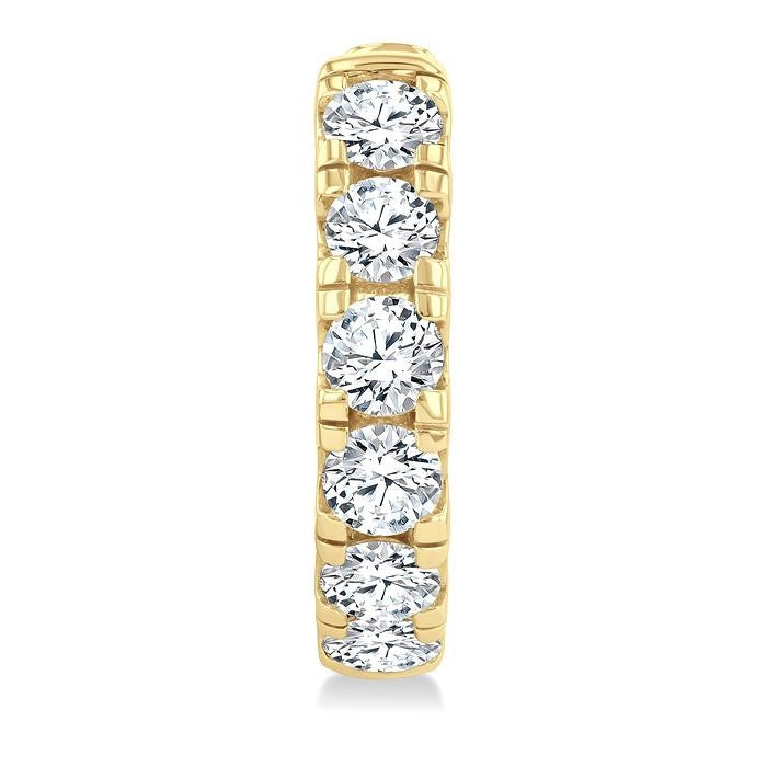 3 Ctw Round Cut Diamond Hoop Earrings in 14K Yellow gold