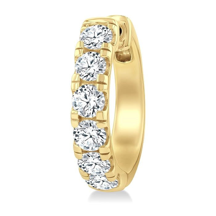 3 Ctw Round Cut Diamond Hoop Earrings in 14K Yellow gold