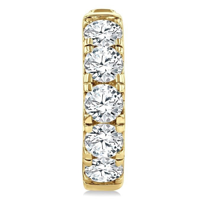 4 Ctw Round Cut Diamond Hoop Earrings in 14K Yellow gold