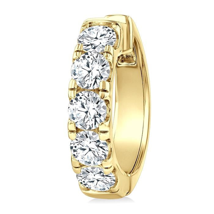 4 Ctw Round Cut Diamond Hoop Earrings in 14K Yellow gold