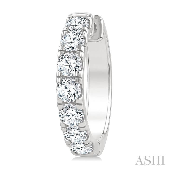 2 1/2 Ctw Round Cut Diamond Hoop Earrings in 14K White gold