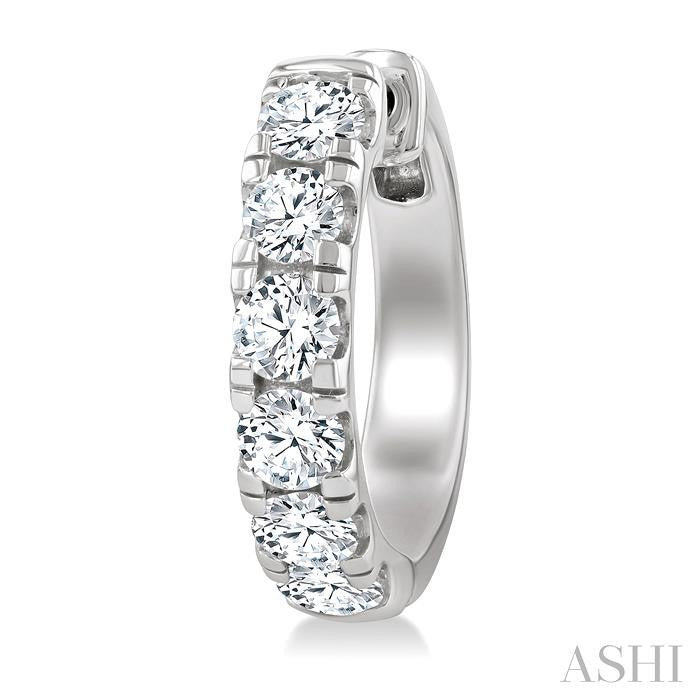 3 Ctw Round Cut Diamond Hoop Earrings in 14K White gold
