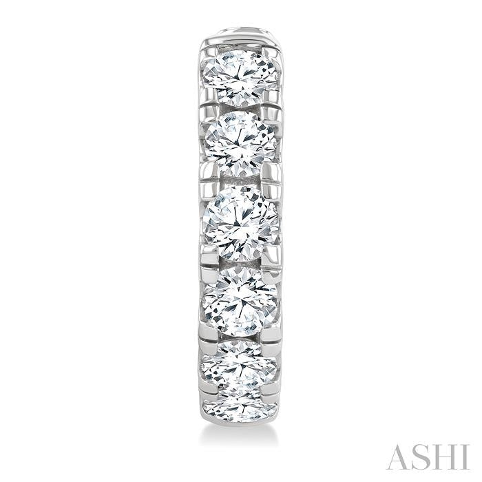 3 Ctw Round Cut Diamond Hoop Earrings in 14K White gold