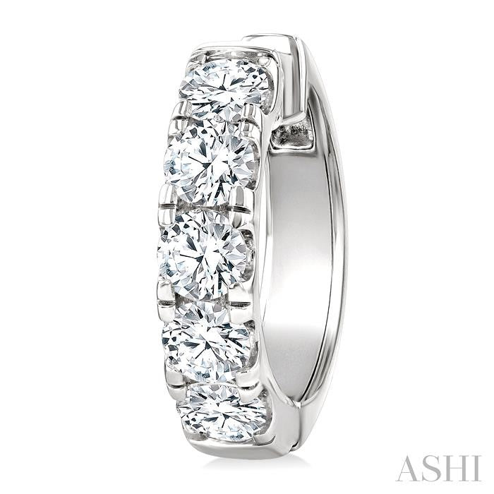 4 Ctw Round Cut Diamond Hoop Earrings in 14K White gold