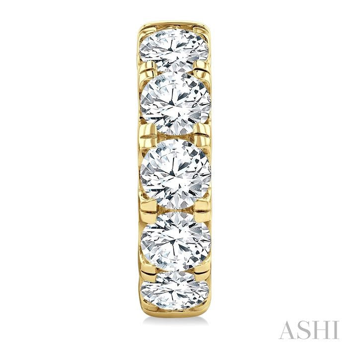 5 Ctw Round Cut Diamond Hoop Earrings in 14K Yellow gold