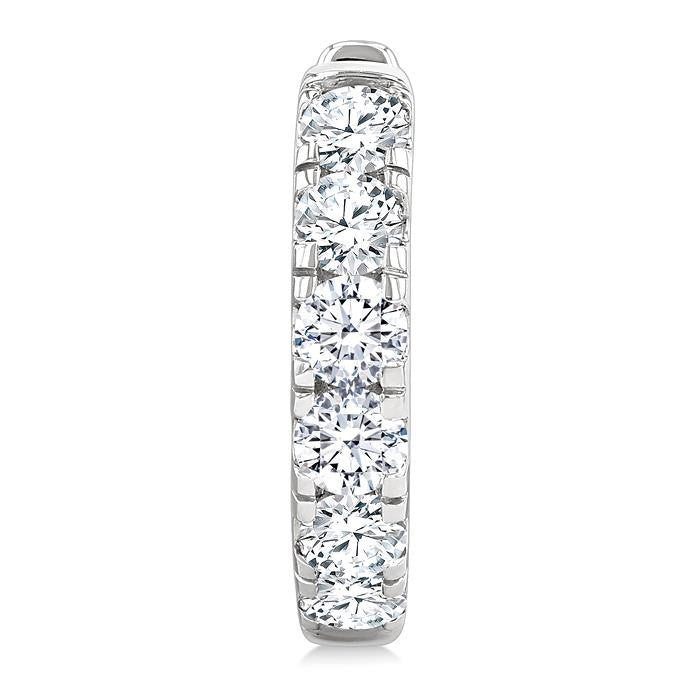 1 Ctw Round Cut Diamond Hoop Earrings in 14K White Gold